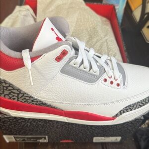 Jordan Air 3 Retro in White, Fire Red, and Black